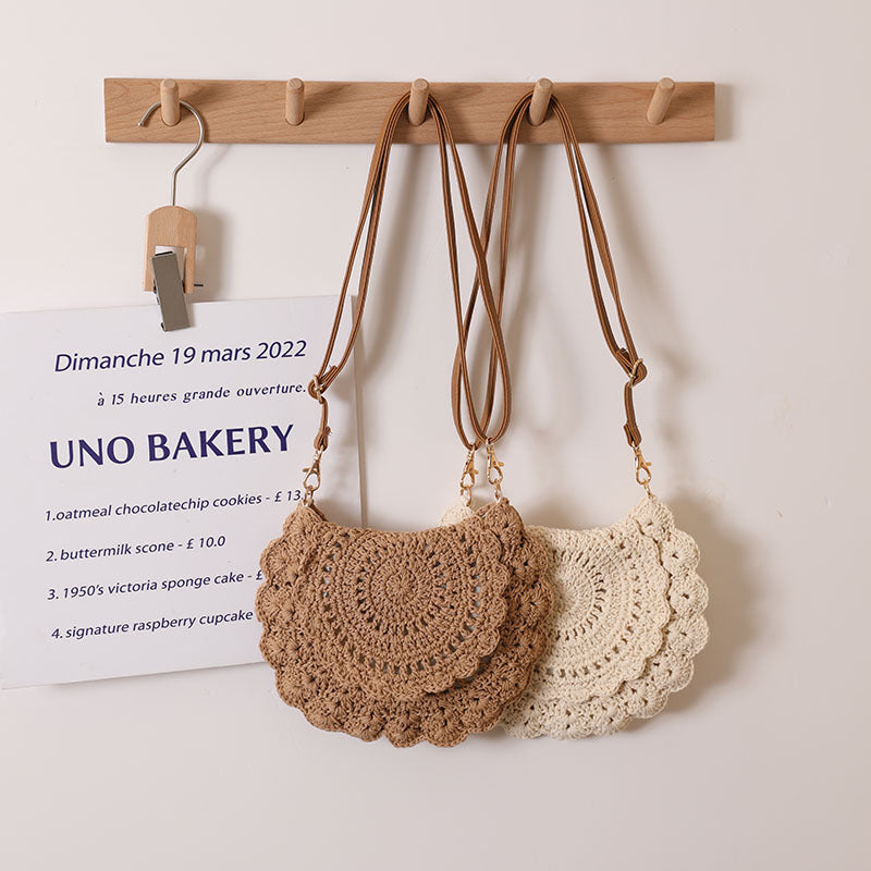 Bolso de hombro bohemio informal tejido - Mediano