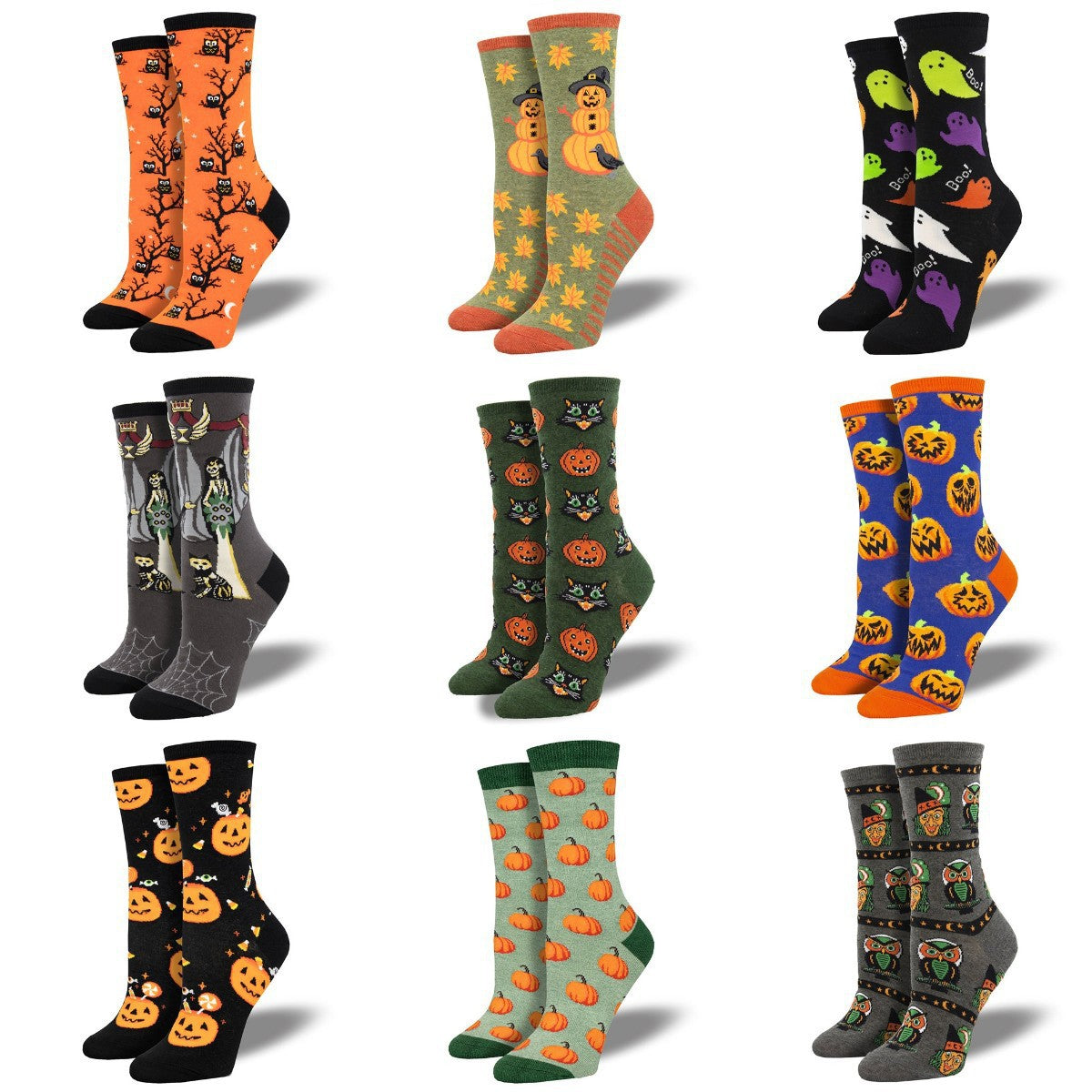 Chaussettes tube jacquard amusantes et créatives à motif citrouille pour Halloween