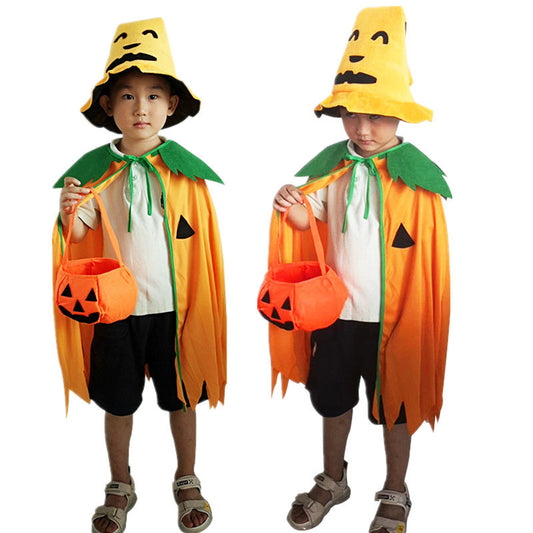 Halloween Children Adult Masquerade Pumpkin Cape Costume
