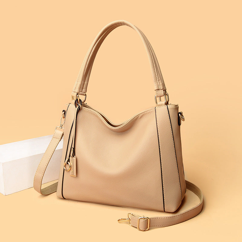 Bolso de mano de PU de color sólido simple a la moda para mujer
