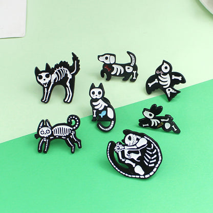 Broches en métal unisexes en forme d'animaux de dessin animé pour Halloween