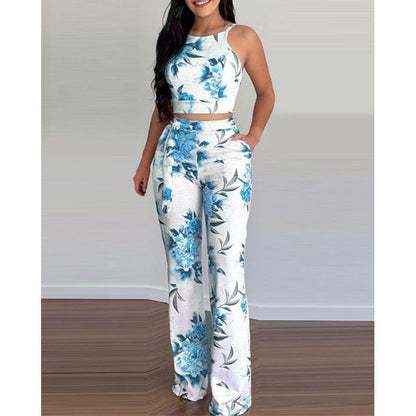 Conjunto de camiseta y pantalón con estampado floral de verano