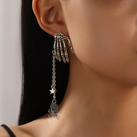 Pendientes góticos de Halloween con borlas de calavera vintage