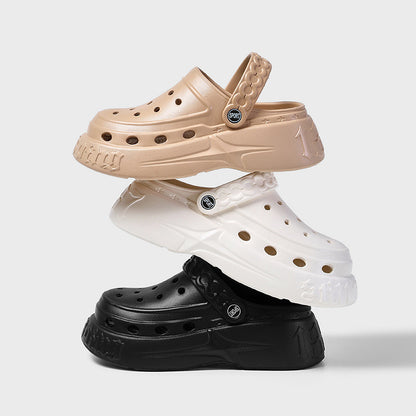 Zapatos casuales de moda para mujer con suela gruesa y agujeros