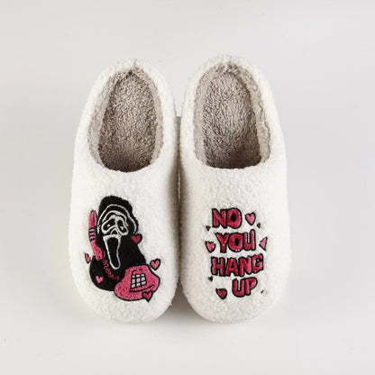 Pantuflas cálidas de algodón para Halloween e invierno para mujer