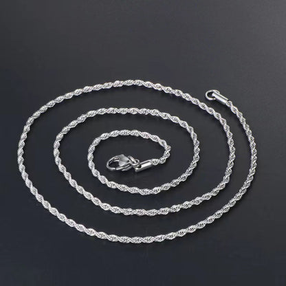 Collar de cadena torcida de acero y titanio simple para hombre