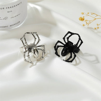 Anillo de araña oscura retro de Halloween para mujer