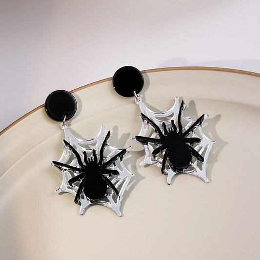 Halloween Gothic Black Spider Acrylic Earrings