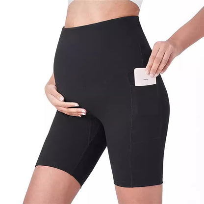 Short de yoga décontracté de couleur unie pour femmes enceintes