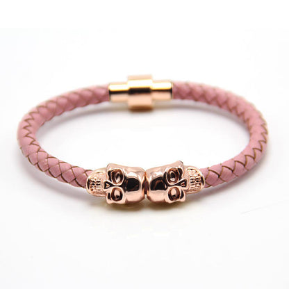Pulsera magnética tejida con calaveras para hombre