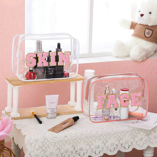 Bolsa de cosméticos portátil impermeable de PVC esmerilado para mujer