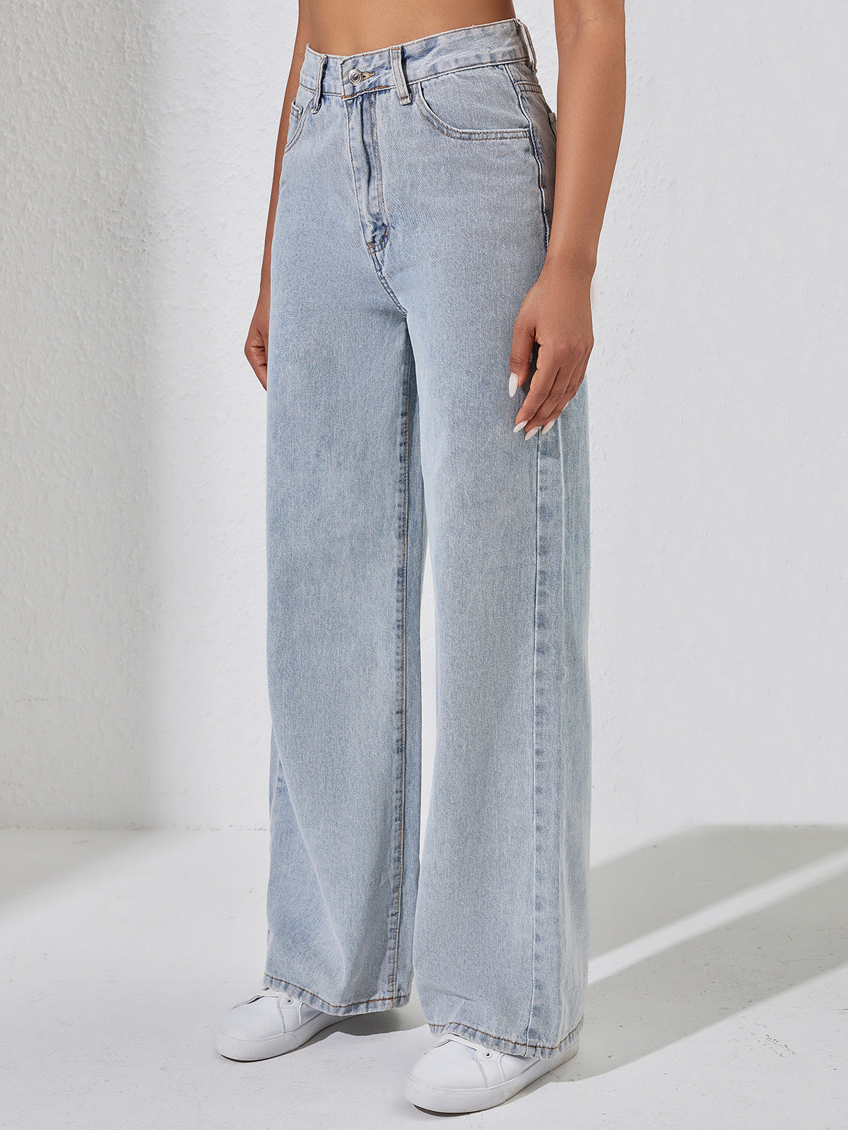 Women Casual High Waist Wide Leg Denim Jeans