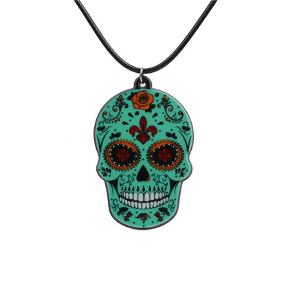 Collar de calavera y rosa de Halloween para mujer