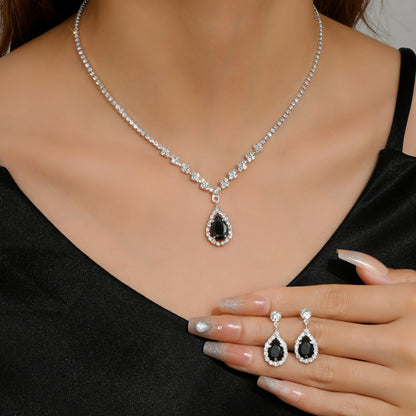 Fashion Rhinestone Zircon Jewelry Two-Piece Set