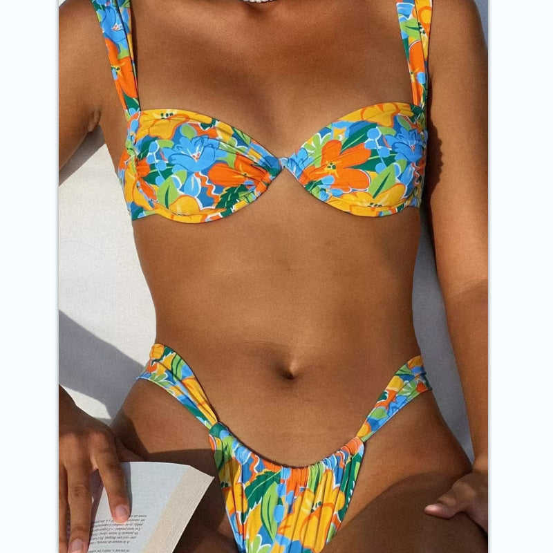 Women Fashion Multicolor Print Bikini