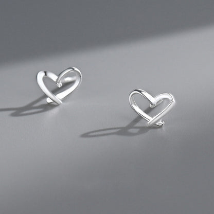Pendientes de plata con forma de corazón calado para mujer, joyería elegante de plata
