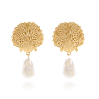 Bohemian Exaggerated Holiday Style Alloy Shell Earrings