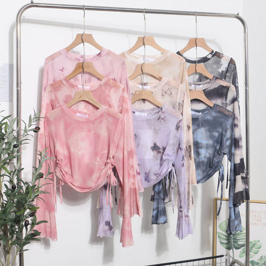 Women Fashion Summer Vacation Tie Dye Blouse