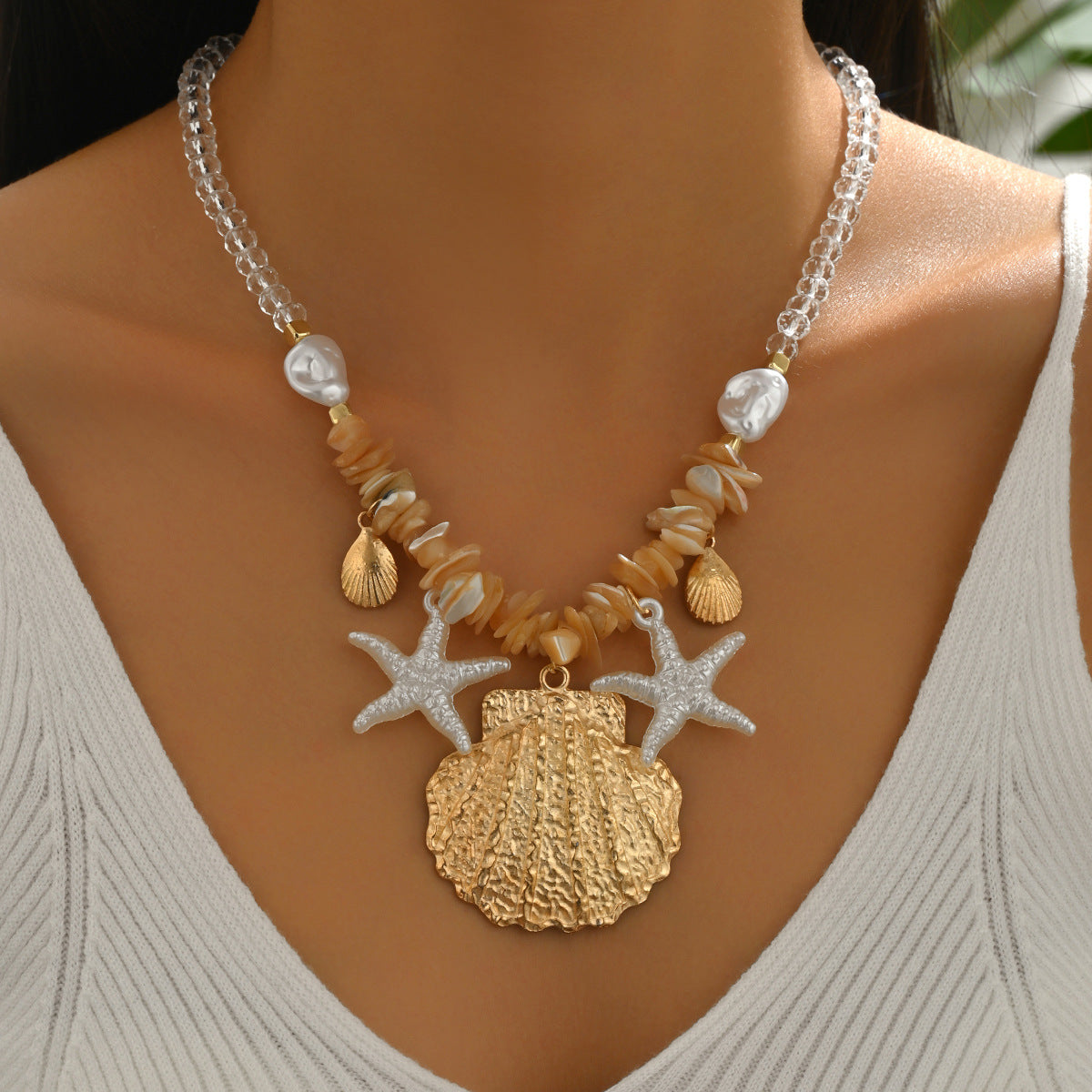Bohemian Exaggerated Shell Beaded Sea Necklace