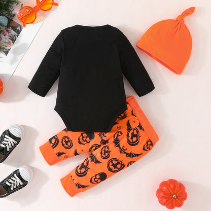 Conjunto de mameluco de calabaza de manga larga para niños y niñas