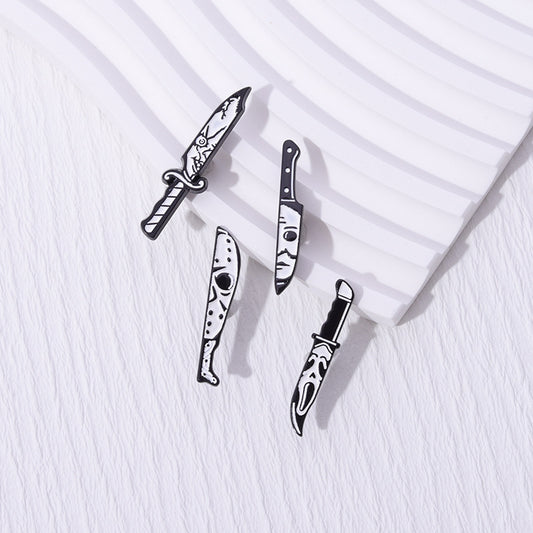 Halloween Women Punk Gothic Skull Dagger Brooch