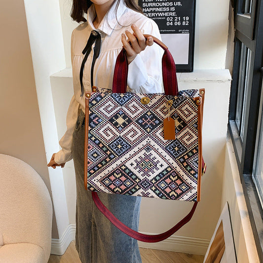 Bolso de mano de lona de gran capacidad a la moda para mujer