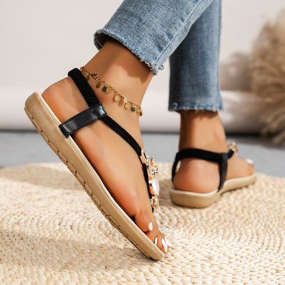 Sandalias planas con cuentas de búho de moda bohemia