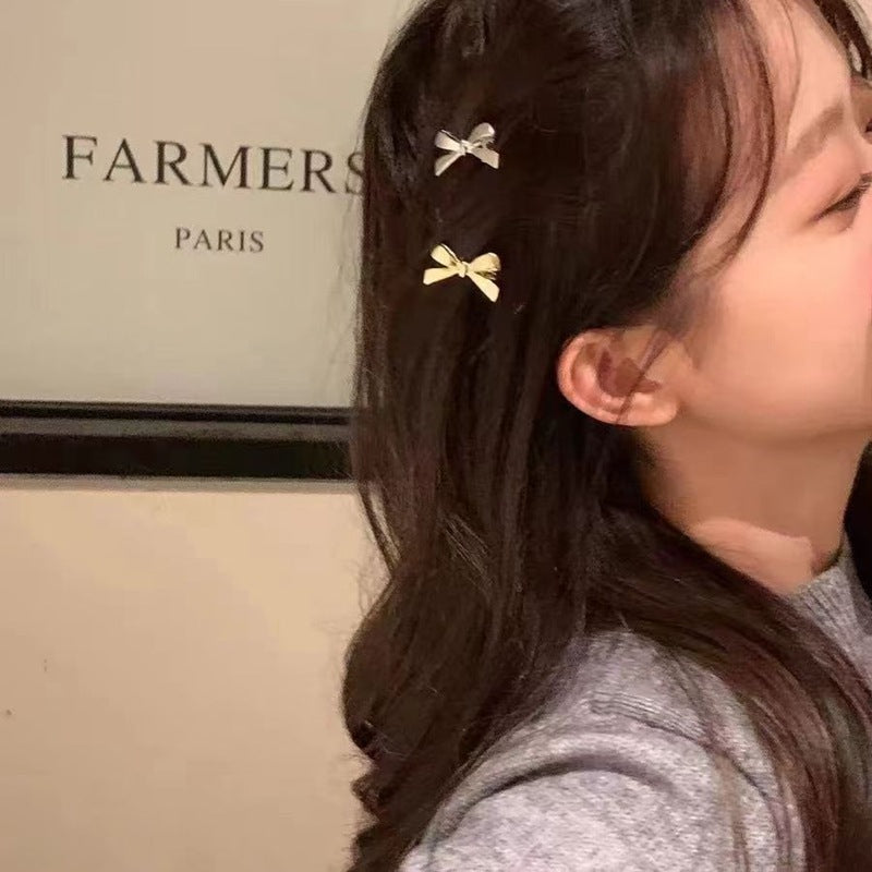 Women Fashion Imitation Alloy Silver Bowknot Hairpin