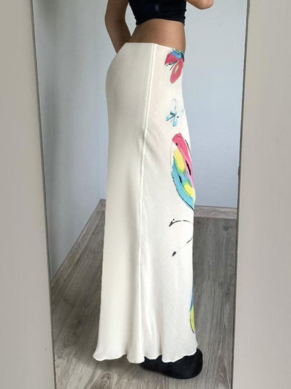 Falda elegante de cola de pez con flores de mariposa para mujer