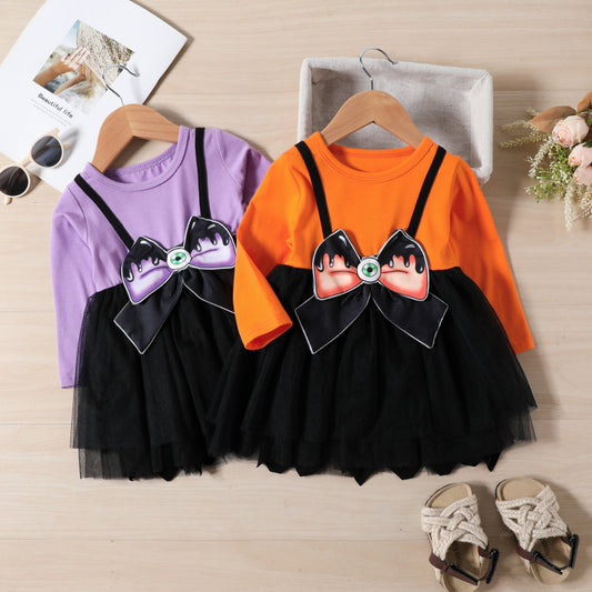 Vestido de manga larga para Halloween para niñas y bebés