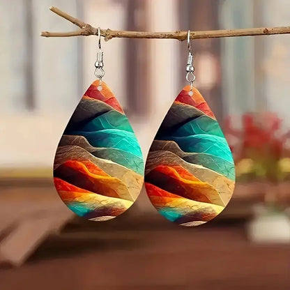 Women Fashion Colorful Water Ripple Pattern Acrylic Earrings