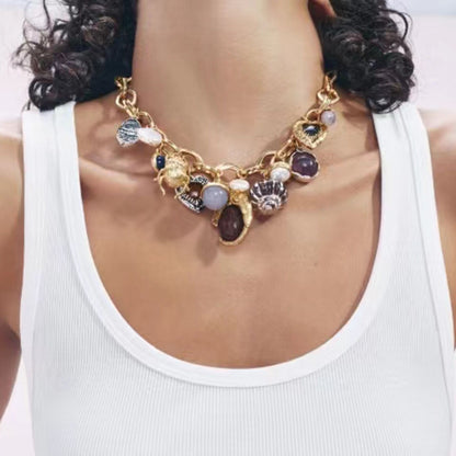 Collar con colgante retro exagerado de moda para mujer