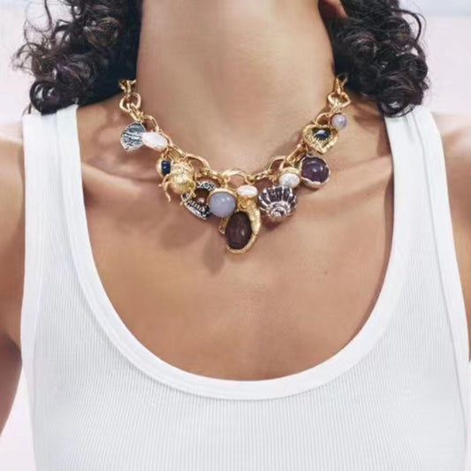 Women Fashion Exaggerated Retro Pendant Necklace