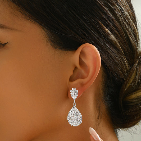 Boucles d'oreilles pendantes longues à pampilles et strass pour femmes