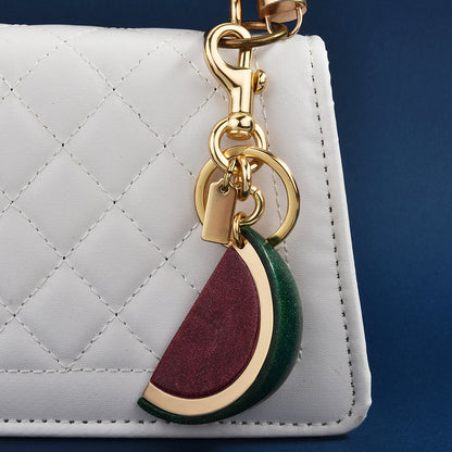 Porte-clés pendentif pastèque tendance en métal, accessoire tendance pour fruits