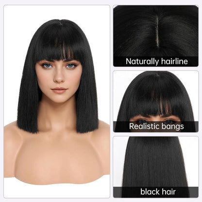 Women Fashion Short Straight Bobo Head Wig