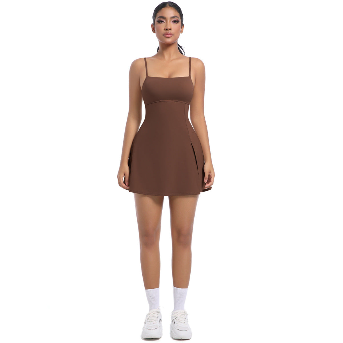 Women Casual Spaghetti Strap Backless Tennis Dress