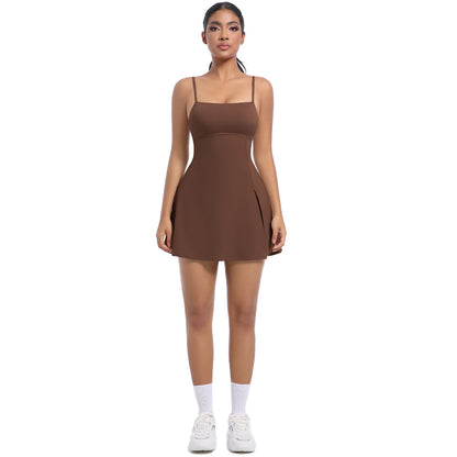 Women Casual Spaghetti Strap Backless Tennis Dress