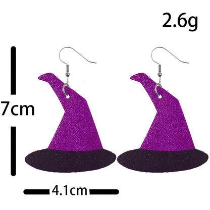 Halloween Women Funny Pumpkin Ghost Leather Earrings