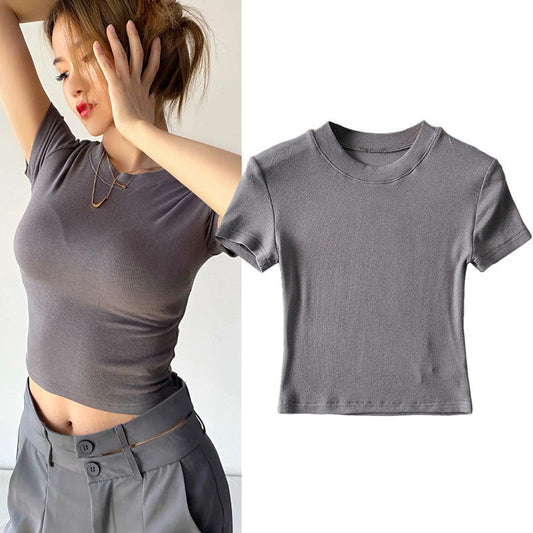 Summer Women Casual Solid Color Blank T-Shirt