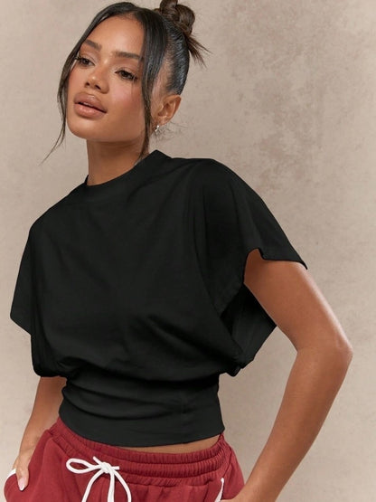 Women Fashion Casual Solid Color Short-Sleeve T-Shirt