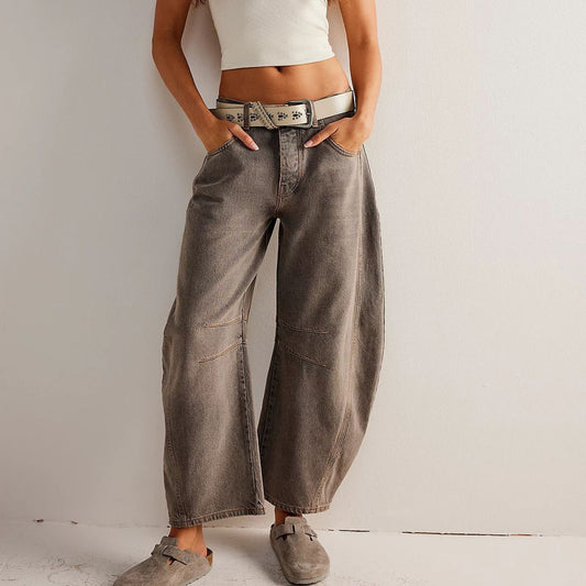 Women Casual Loose Denim Jeans Stylish Cotton Polyester Trousers