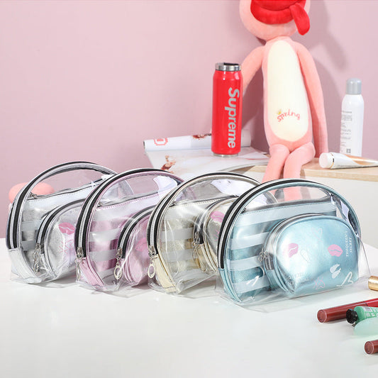 Bolsa de cosméticos de PVC con rejilla simple a la moda para mujer