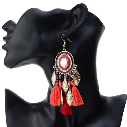 Pendientes con borlas retro de estilo étnico bohemio