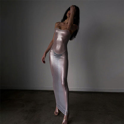 Women Fashion Sexy Perspective Spaghetti Strap Tight Dress