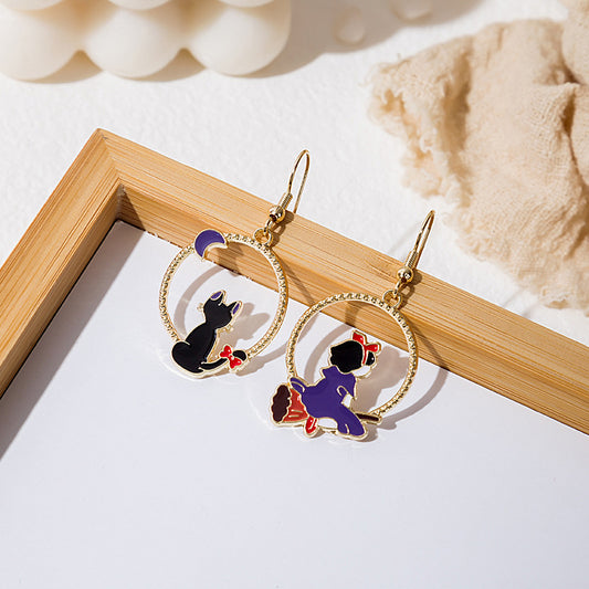 Pendientes de borlas de calabaza y bruja de Halloween de aleación sencilla a la moda para mujer