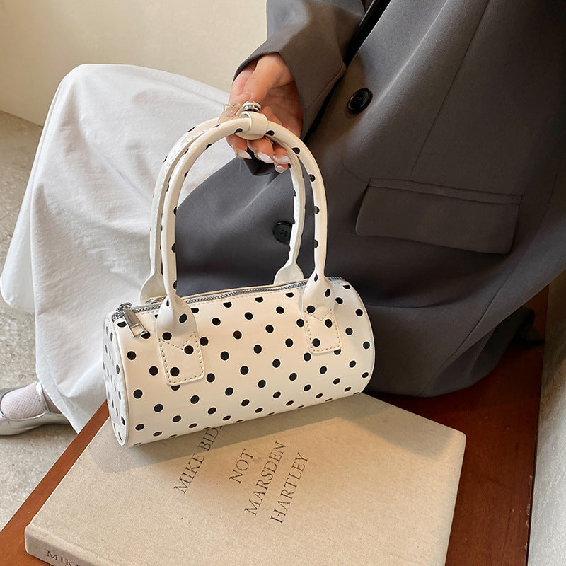 Bolso de hombro cilíndrico portátil con punta ondulada de moda