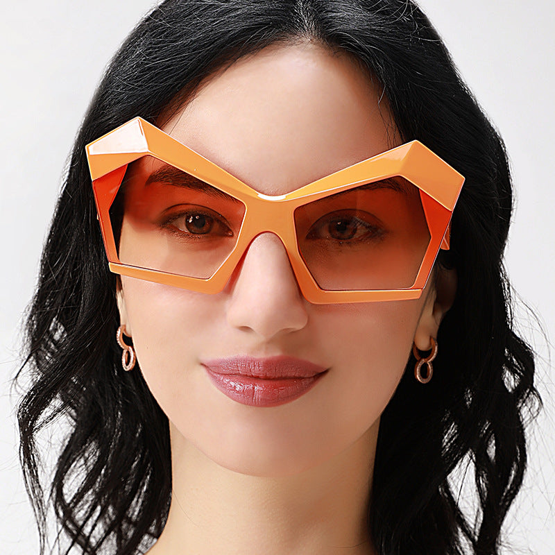 Gafas de sol con diseño de gato, estilo retro, con montura grande y polígono de moda