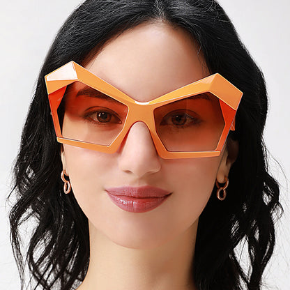 Gafas de sol con diseño de gato, estilo retro, con montura grande y polígono de moda