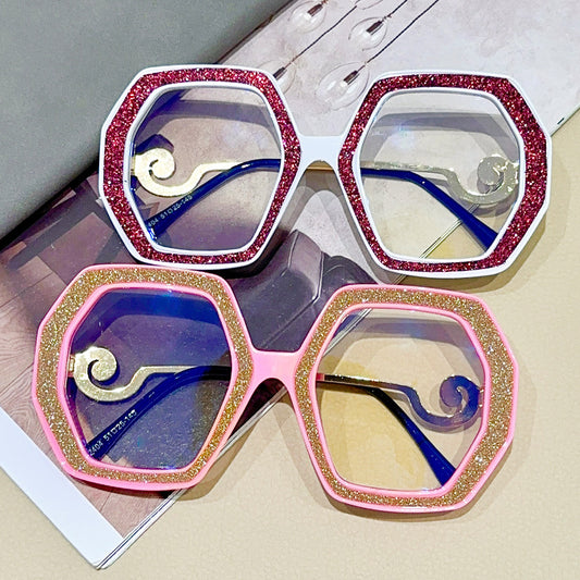 Marco de cristal brillante con diamantes de imitación para mujer